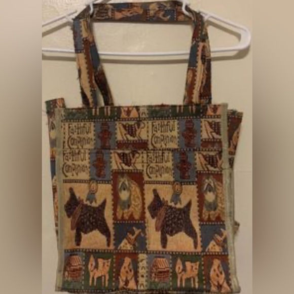 Dog Print Tapestry Style Tote 12x12 Inches